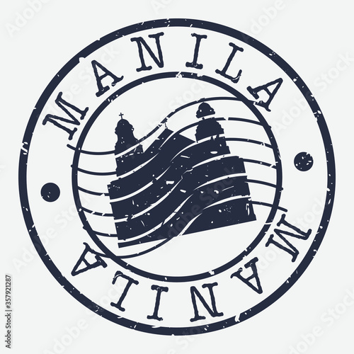 Manila Philippines Stamp Postal. Silhouette Seal. Passport Round Design. Vector Icon. Design Retro Travel. National Symbol.
