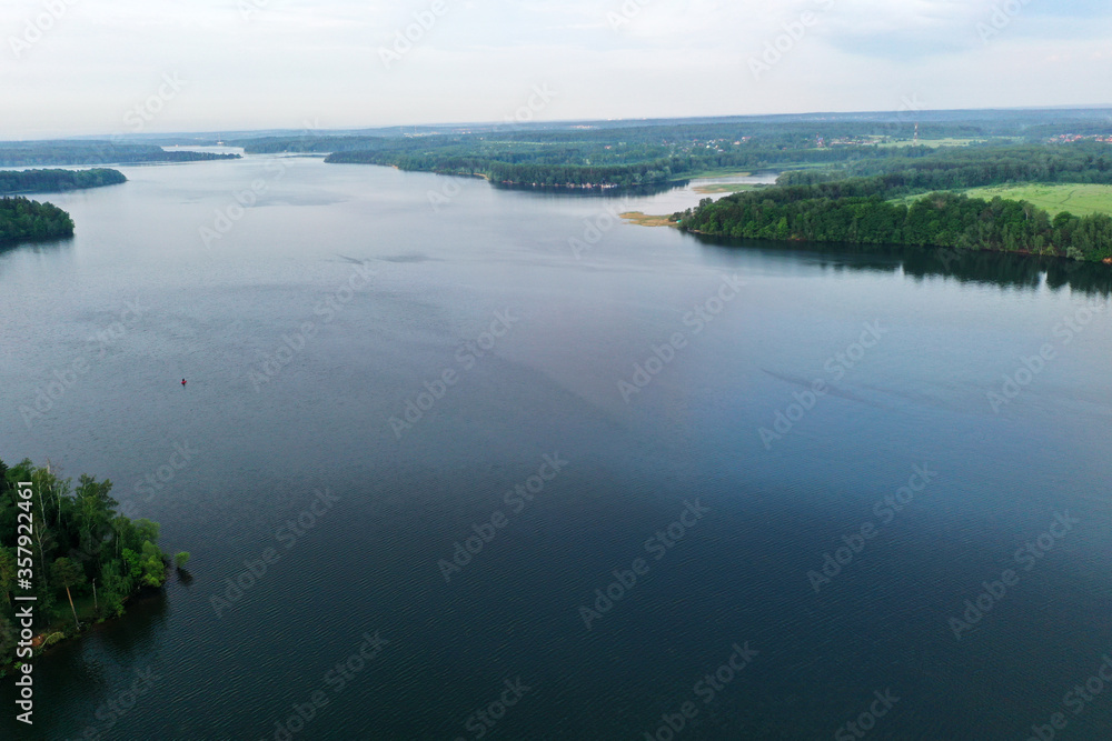 panoramic view of the river at sunset taken from a drone panoramic view of the river at sunset taken from a drone