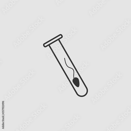 Sperm in test tube icon flat.