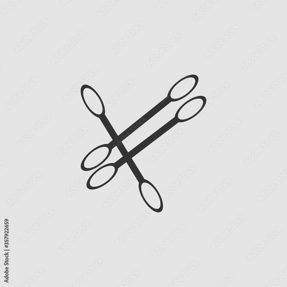 Cotton swabs icon flat. Cotton swabs icon flat.