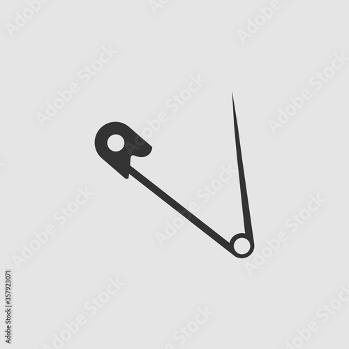 Safety pin icon flat.