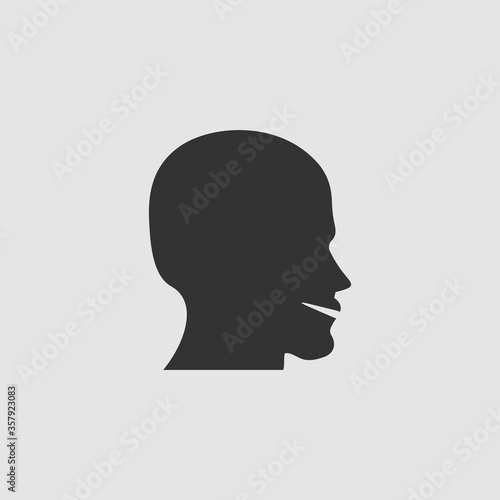 Man's face shape icon flat.