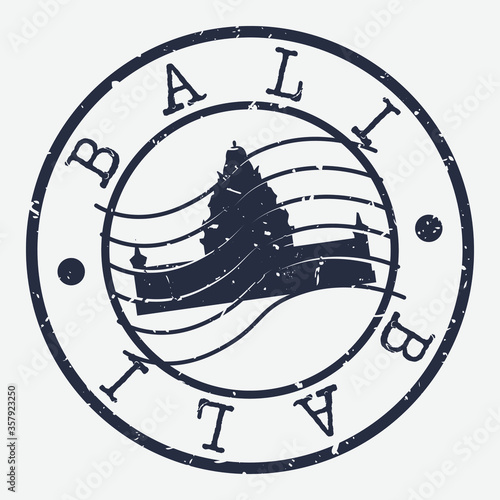 Bali, Indonesia Stamp Postal. Silhouette Seal. Passport Round Design. Vector Icon. Design Retro Travel. National Symbol.