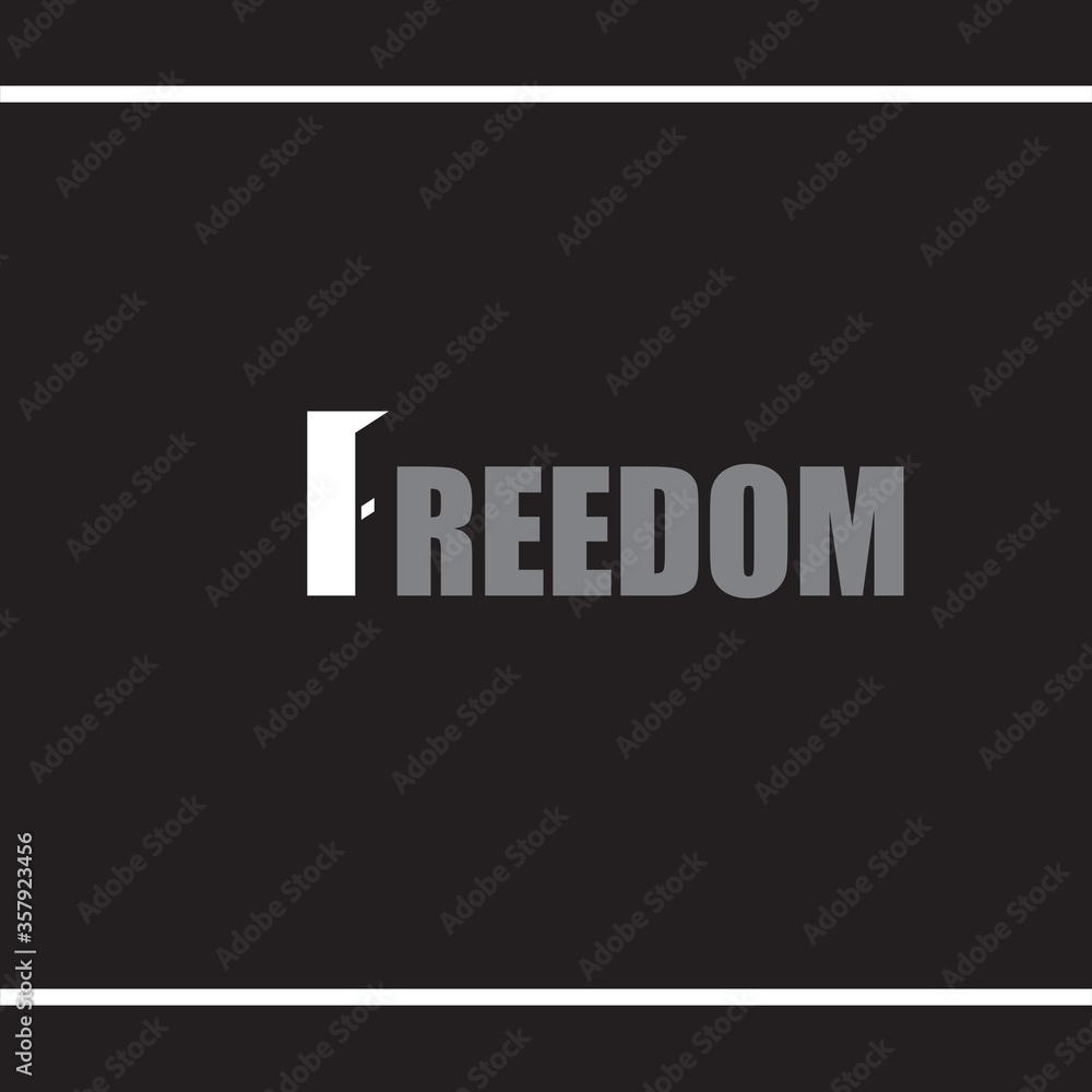 Freedom. An opened door as a letter F. Minimalist modern logo design template Freedom. An opened door as a letter F. Minimalist modern logo design template