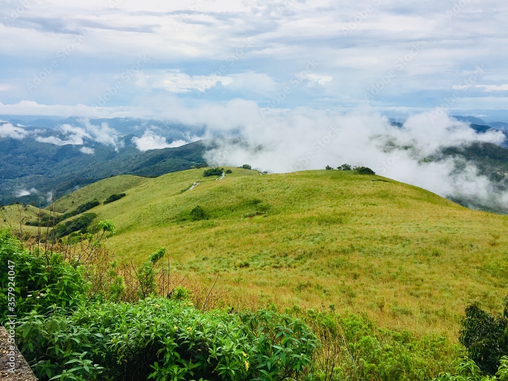 Fototapeta premium Landscape of misty mountain range