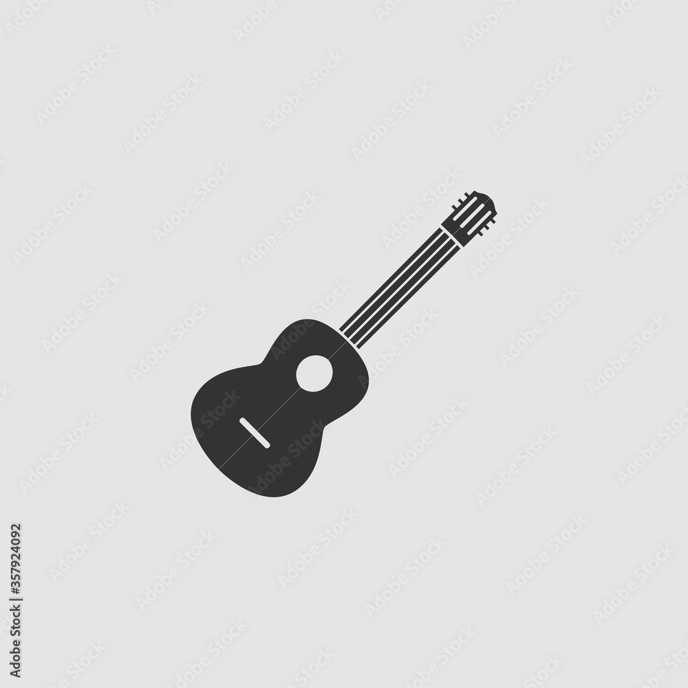 Acoustic guitar icon flat Acoustic guitar icon flat