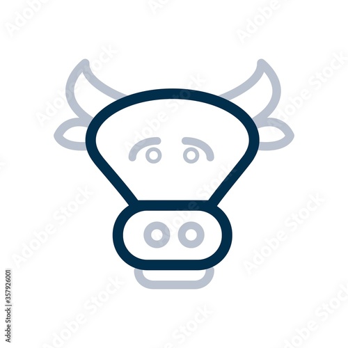 Cow icon in flat design style. Beef, milk, dairy products symbol.