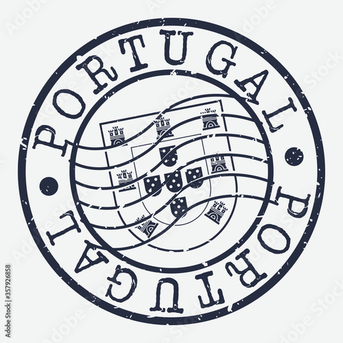 Portugal Stamp Postal. Silhouette Seal. Passport Round Design. Vector Icon. Design Retro Travel. National Symbol.
