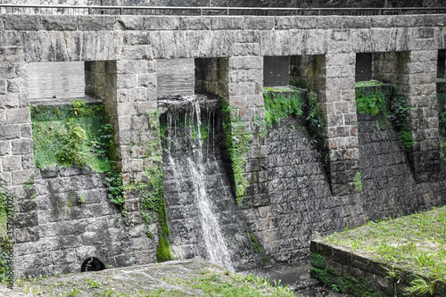 Dam wall at the lake at Amselsee in Rathen in Saxon Switzerland photo