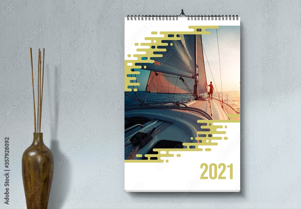 2021 Portrait Wall Calendar Layout Stock Template | Adobe Stock