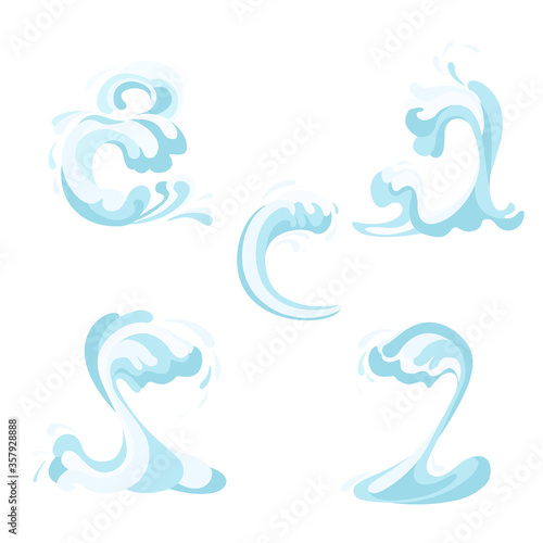 Sea waves. Set of vector blue waves isolated on white background.