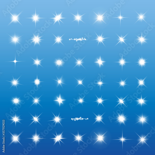 Lights sparkles isolated. Vector illustration of glowing lens flares and sparks.