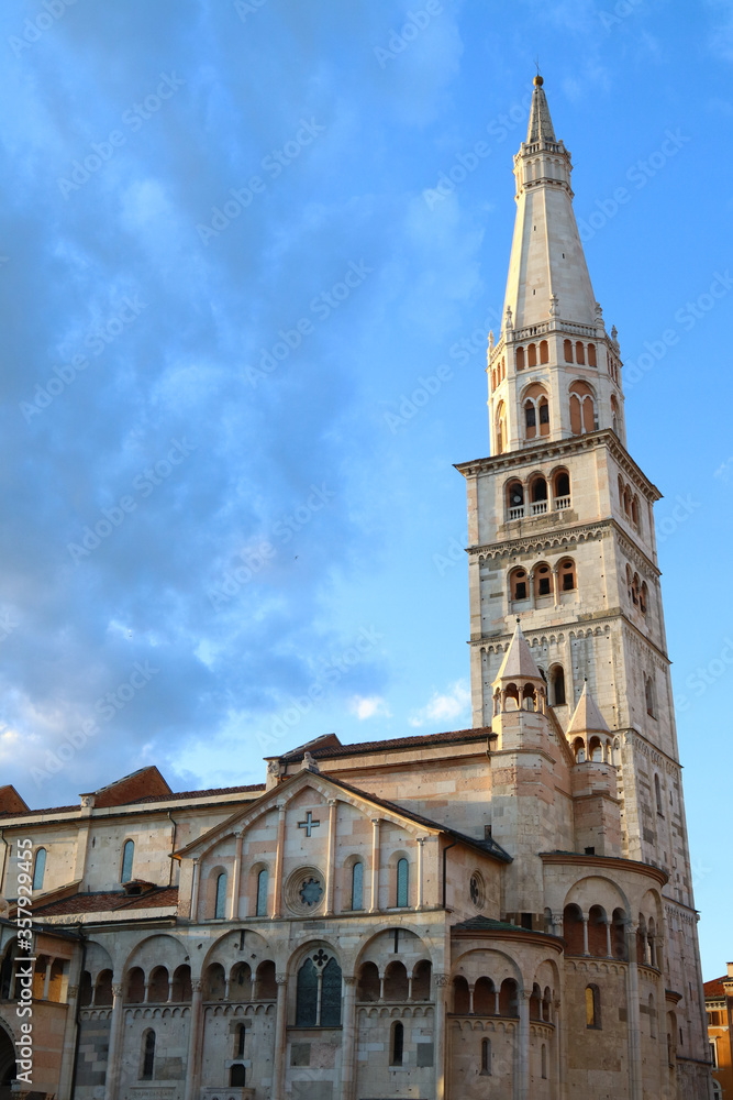 Modena, Italy, Ghirlandina tower, Unesco monument, Piazza Grande, tower bell of the city