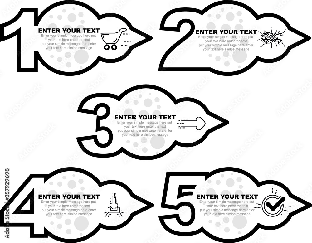 business infographic template with numbers 5 options or steps black and white
