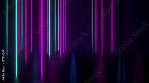Forest Of Flickering Green And Purple Light Bars VJ Visual