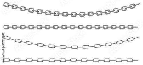Set Chain metal links. Straight curved security element
