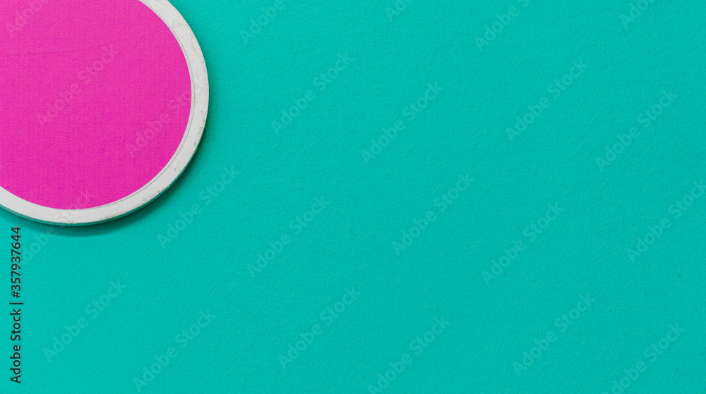 Background of Teal and Pink and white circle in the upper left corner stock photograph open space for text
