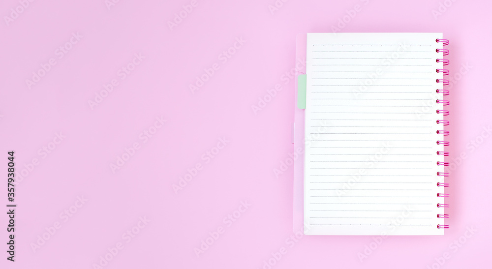 Empty notebook paper for text on pink background Empty notebook paper for text on pink background