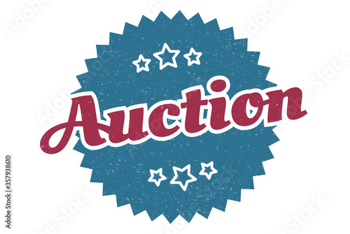 auction sign. auction round vintage retro label. auction