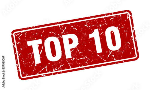 top 10 stamp. top 10 vintage red label. Sign