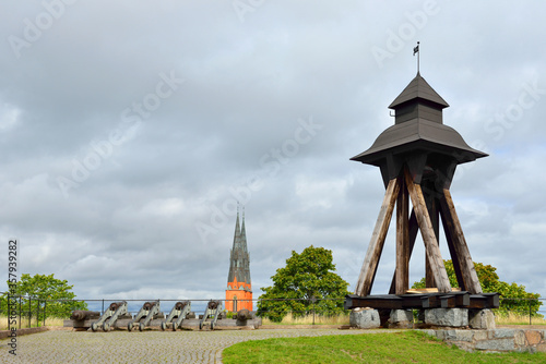 In 1588 Queen Gunilla donated Gunilla Bell to castle chapel. In 1702 bell tower was destroyed by fire. Gunilla bell was recast in 1759 and moved to wooden bell tower on Styrbiskop Bastion