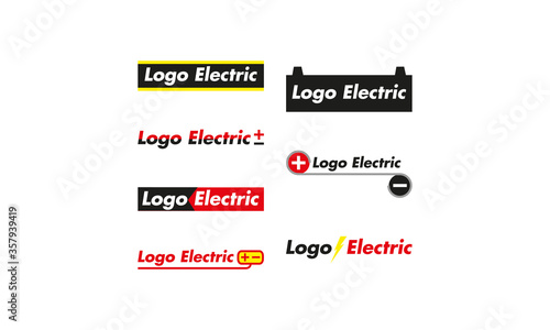 Pack of various vector electrical logos, great for electronics stores, car batteries and electrical tools © Stickerologia