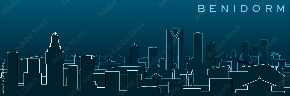 Benidorm Multiple Lines Skyline and Landmarks Benidorm Multiple Lines Skyline and Landmarks