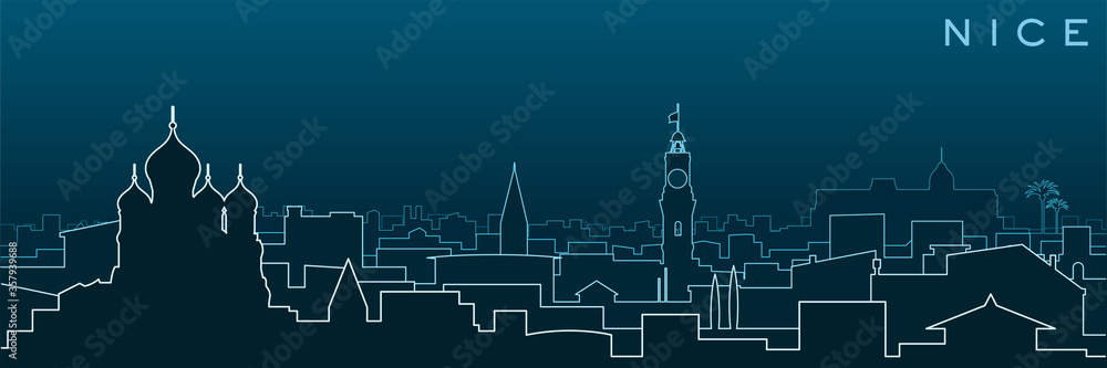 Nice Multiple Lines Skyline and Landmarks Nice Multiple Lines Skyline and Landmarks