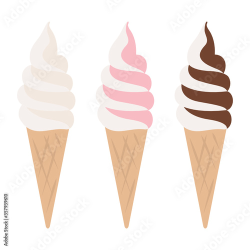 Ice Cream Sugar Cone Vector Illustration Background