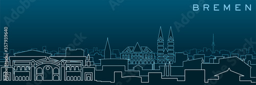 Bremen Multiple Lines Skyline and Landmarks
