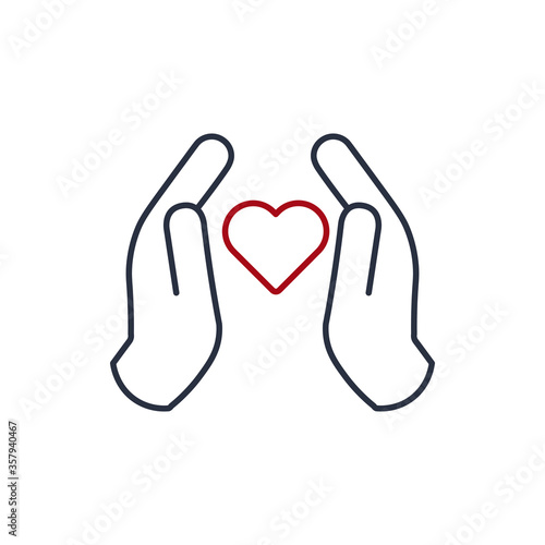 heart between hands linear ...