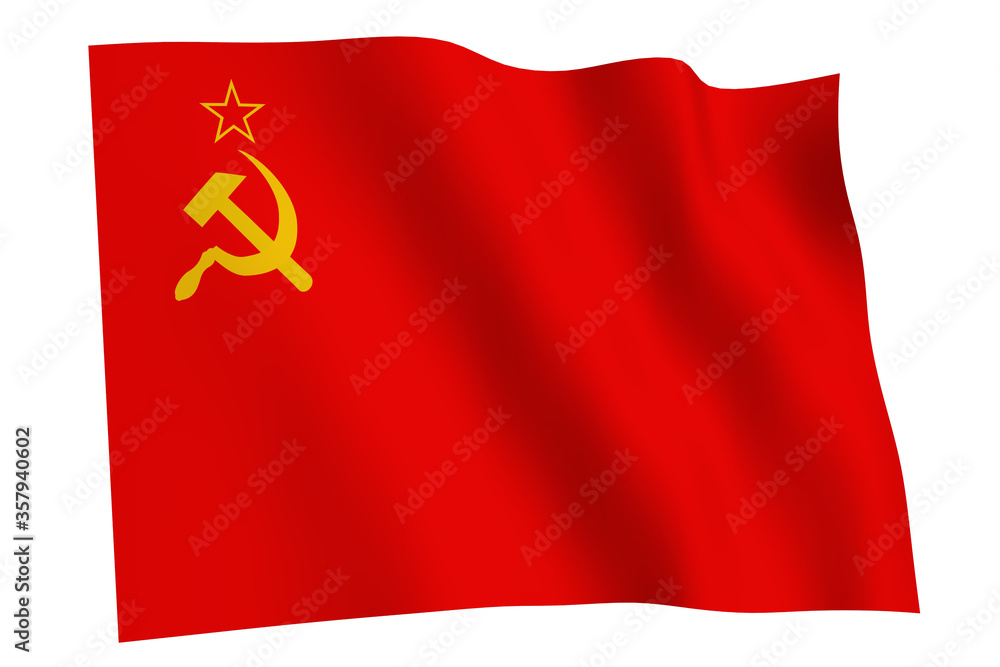 USSR flag, 3d render. Flag of Soviet Union waving in the wind, isolated on white background. USSR flag, 3d render. Flag of Soviet Union waving in the wind, isolated on white background.