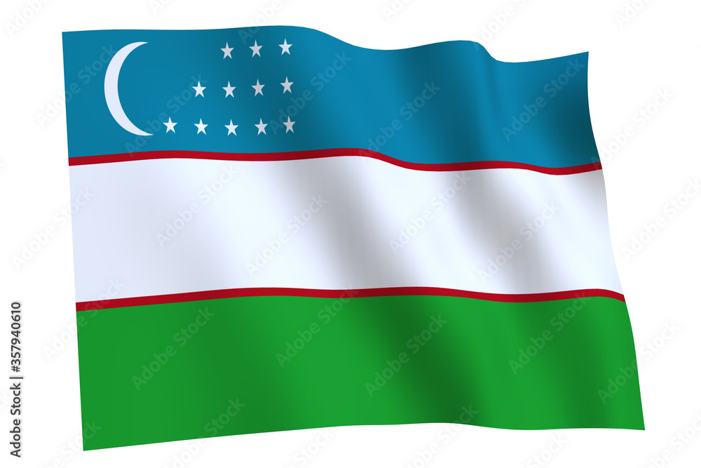 Flag of Uzbekistan waving in the wind Flag of Uzbekistan waving in the wind