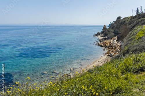 Coastline of town of Nea Fokea, Kassandra, Greece photo