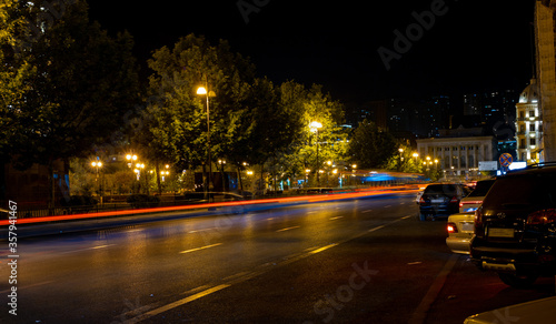 Long exposure car lights photo on Baku streets © Farid