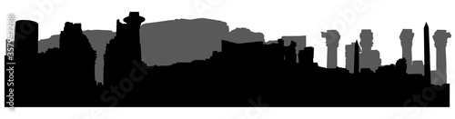 Silhouettes of building (ruins) of Karnak Temple Complex in Luxor (Egypt). Vector illustration