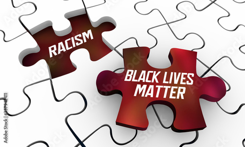 Black Lives Matter Movement Fight Against End Stop Racism Puzzle Solution 3d Illustration