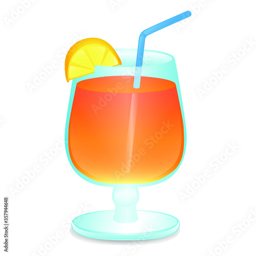 Cocktail Drink. Summer Vacations. Illustration Face Vector Design Art.