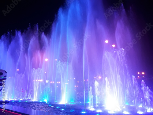 fountain in the night city
