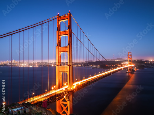 Golden Gate Bridge at Night San Francisco City View