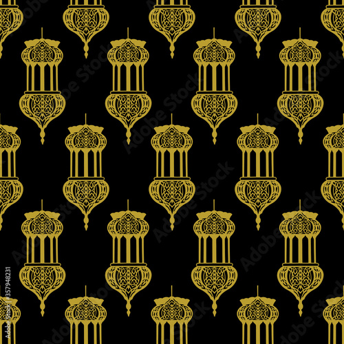 Arabic Lantern Geometrical Pattern Seamless Repeat Background