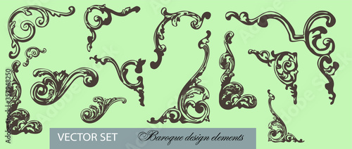 vector illustration of a set of baroque ornaments