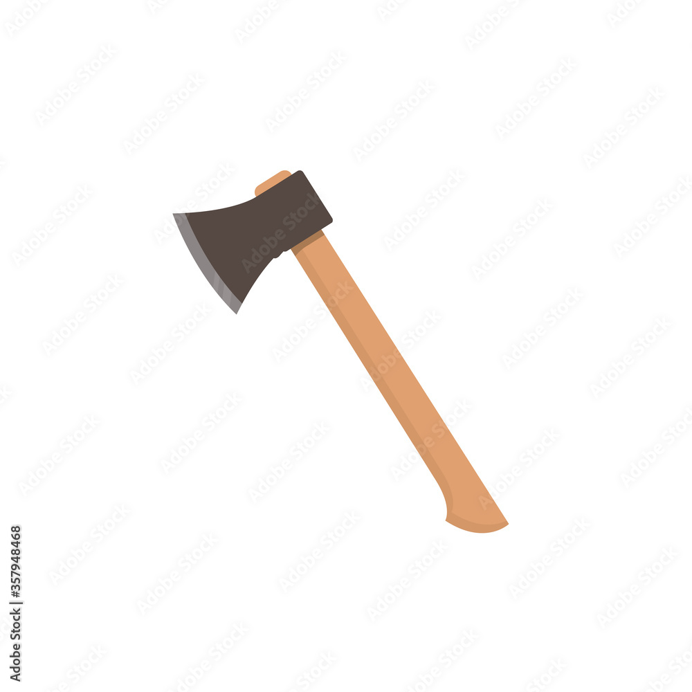 Axe flat, axe for cutting trees icon, vector illustration isolated on white background Axe flat, axe for cutting trees icon, vector illustration isolated on white background