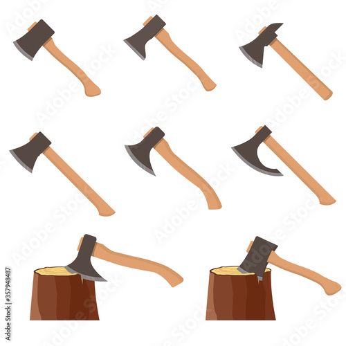 Axe flat, axe for cutting trees icon, vector illustration isolated on white background