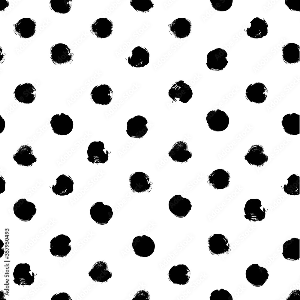 Seamless pattern from little black textured circles on a white background Seamless pattern from little black textured circles on a white background