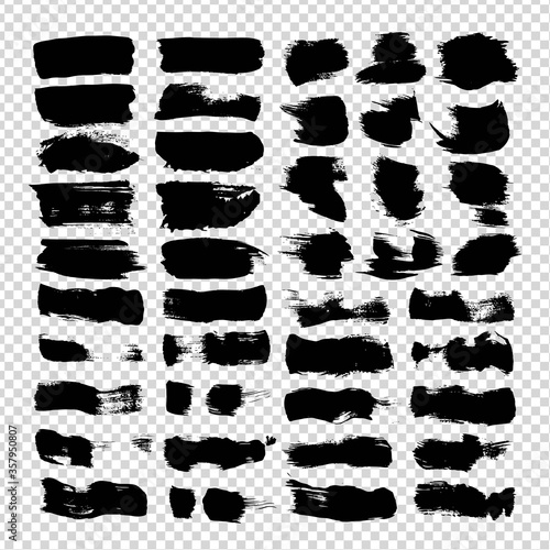 A very big set of abstract black textured strokes isolated on imitation transparent background