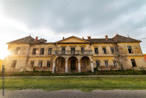 Vlajkovac, Serbia - June 04, 2020: Bissingen-Nipenburg Castle in Vlajkovac, Serbia. It was erected in 1859 and is a cultural monument of great importance. Abandoned castle