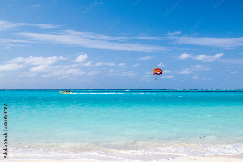 Parasailing over the beautiful Caribbean Sea Parasailing over the beautiful Caribbean Sea