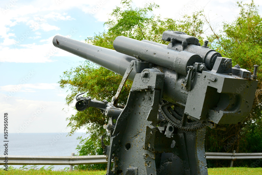 Japanese garden of peace anti aircraft display at Corregidor island in Cavite, Philippines