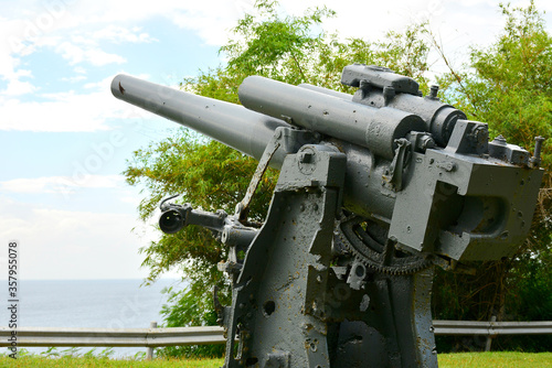 Japanese garden of peace anti aircraft display at Corregidor island in Cavite, Philippines photo